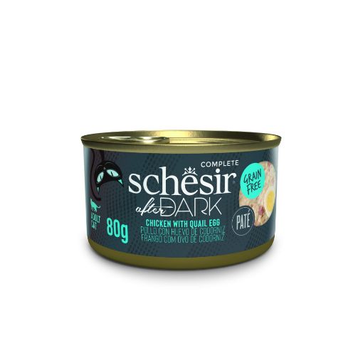 [8005852142115] Schesir After Dark Paté Chicken With Quail Egg Unique Wet Cat Food Can 80g