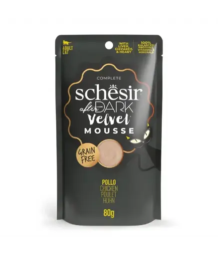 [8005852132109] Schesir After Dark Velvet Mousse Chicken Smooth Wet Cat Food Can 80g