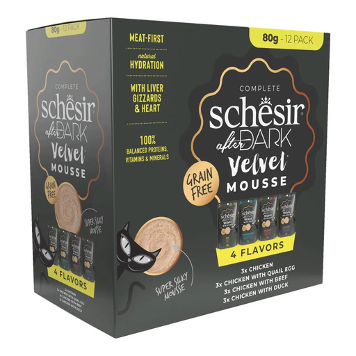 [SCINV21139904] Schesir After Dark Velvet Mousse In Broth Variety Pack For Cat 960g 4 Flavors ( 3 Pouch Each Flavor) 