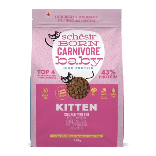[C23382406] Schesir Born Carnivore Grain Free Oven Baked Dry Cat Chicken & Egg Kitten 1.25kg  