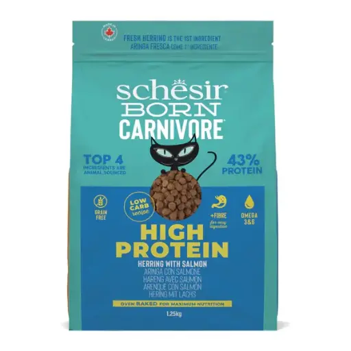[SCINVC23382206] Schesir Born Carnivore Grain Free Oven Baked Herring & Salmon Premium Dry Cat Food Bag 1250g