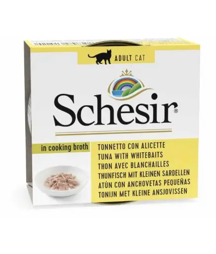 Schesir Broth Tuna With Whitebait Delicious Wet Cat Food Can 70g