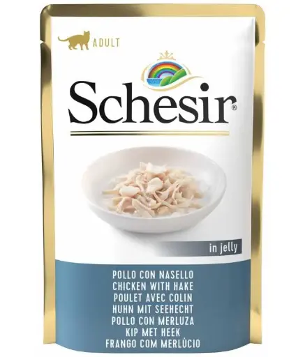 [C01070108] Schesir Cat Pouch Chicken with Cod 85g - Delicious & Natural