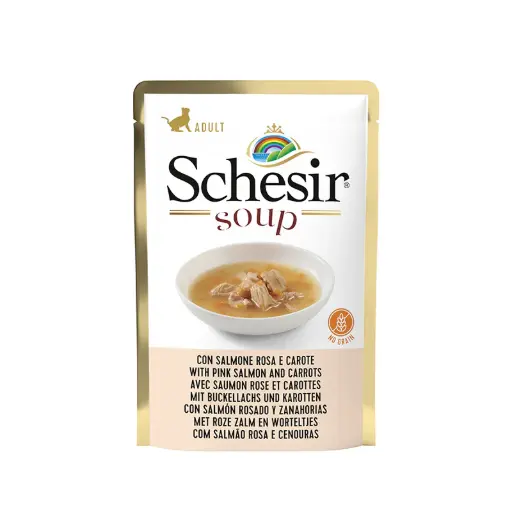[C01064677] Schesir Wet Soup Wild Pink Salmon And Carrots Wholesome & Hydrating Wet Cat Soup Pouch 85g
