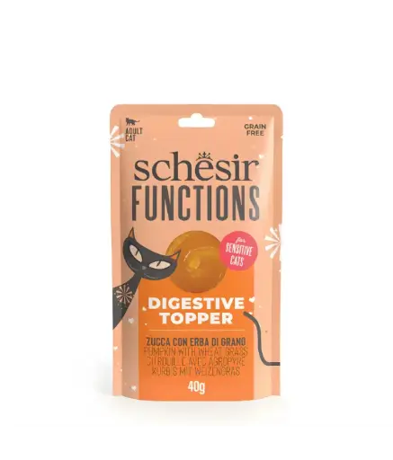 [SCINV25230104] Schesir Functions Cat Pouch Digestive Topper Pumpkin With Wheat Grass 40g - Digestive Support