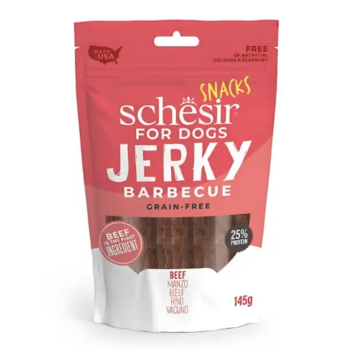 [SCINV26265004] Schesir Grain-Free Dog Snacks Jerky 145g - BBQ Beef 