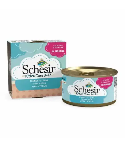 [C1072320] Schesir Mousse 3-12 Tuna Smooth & Delicious Wet Kitten Food Can 85g