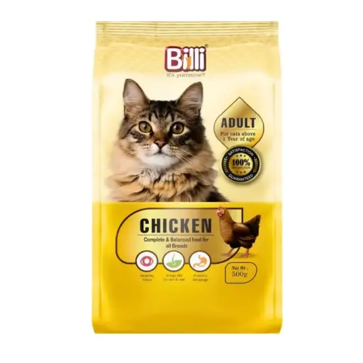 [8906074445261] Billi Adult Cat Food - Chicken Flavor Dry Food 500g - Immune & Skin Health