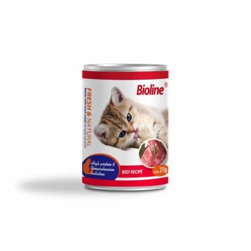 [6970117125351] Bioline Canned Cat Food - 375g High-Protein Beef & Vegetables for Vitality & Digestion