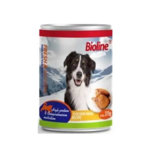 [6970117125399] Bioline Canned Dog Food, 375g, Flavor Chicken Head, High-Protein for Vitality & Digestion