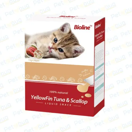 [6970117123340] Bioline Cat Treats Yellowfin Tuna & Scallop Exquisite Feline Snacks Cat Treat Pouch 15g X 24