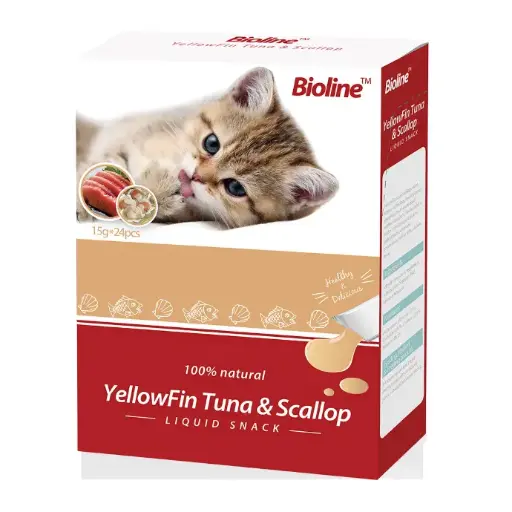 [6970117123340] Bioline Yellowfin Tuna & Scallop Cat Treats 15g x 24 - Exquisite Feline Snacks