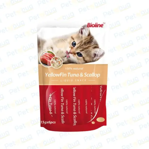 [6970117123289] Bioline Liquid Cat Treats Yellowfin Tuna & Scallop Immunity & Brain Support Cat Treat Pouch 90g