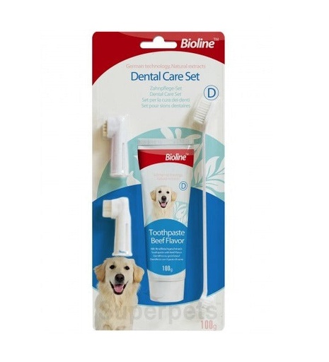 [6970117120431] Bioline Dental Care Set for Pets - 100g Beef Flavor Oral Hygiene Kit