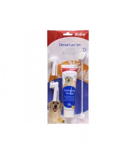 [6970117121025] Bioline Dental Care Set for Pets - 100g Orange Flavor Oral Hygiene Kit
