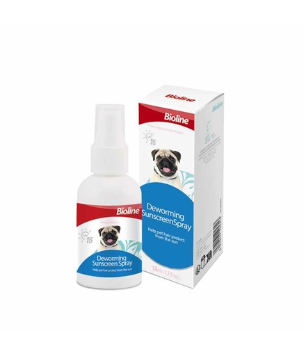 [6970117125313] Bioline Deworming Sunscreen Spray - 50ml Dual Protection for Pets