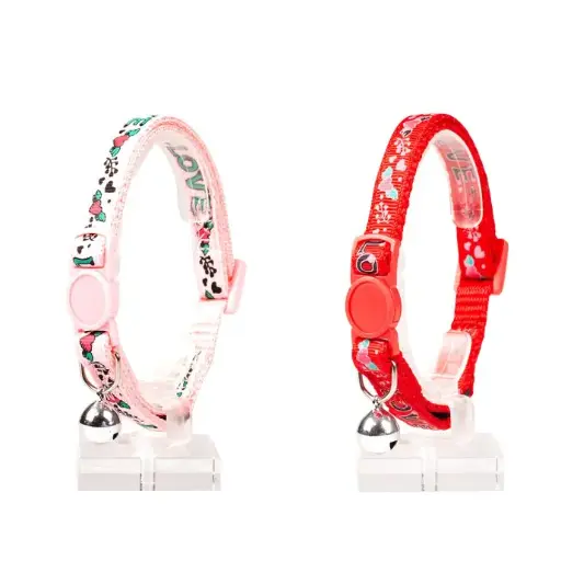 [LR11167] Duvo Cat Collar Nylon Mixed Colors 20 - 30cm / 10mmPattern/Texture Love-1pc