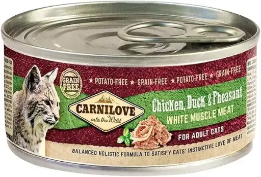 [8595602528981] Carnilove Wet Cat Food Chicken, Duck & Pheasant For Adult Cats Wet Cat Food Can 12x100g