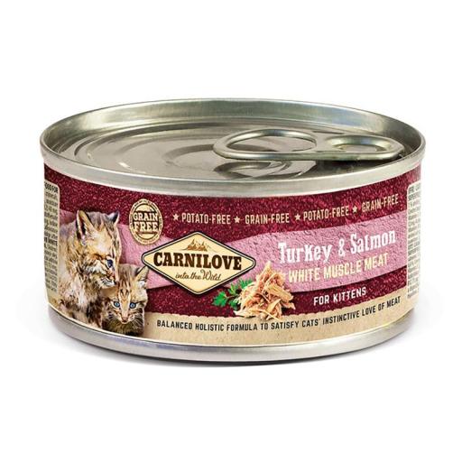 [8595602528967] Carnilove Turkey & Salmon Wet Cat Food for Kittens (Pack of 12 x 100g Cans)