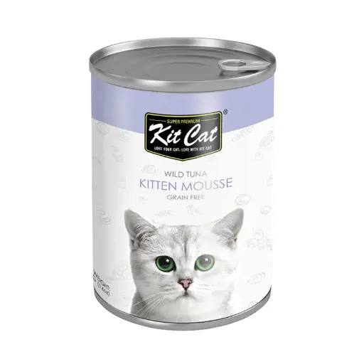 [4426] Kit Cat Wild Caught Tuna Kitten Mousse Grain-Free Wet Cat Food – 400g Can
