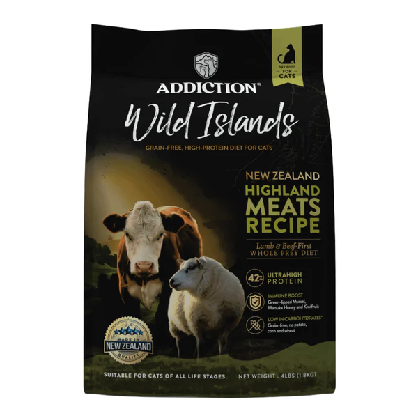 [105162-1] Addiction Wild Islands Highland Meats Dry Cat Food - 4LBS