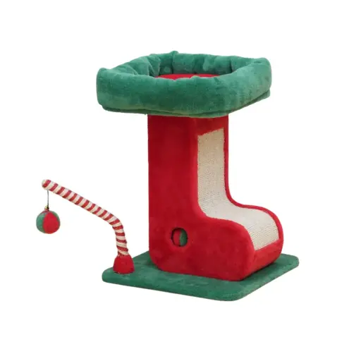 [HY220859] CatryCompactCatTower&Scratcher-CozyPlay&Rest(35x35x47cm)