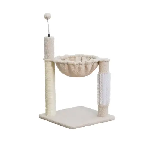[HY240343] Catry Space-Saving Multi-Function Cat Scratcher Tree with Hammock (39x39x57cm)