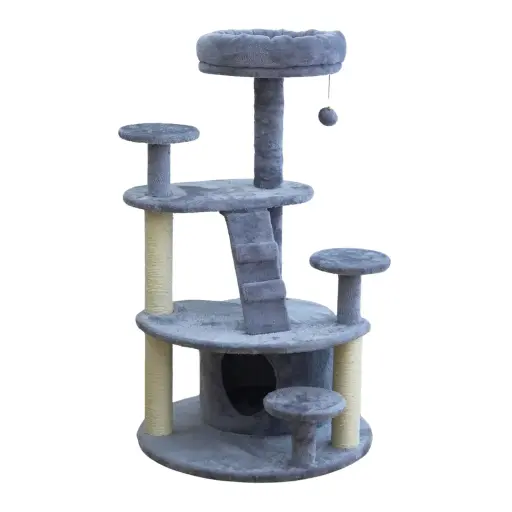Catry Multi-Level Cat Tower with Scratcher - Compact Play & Comfort (D59x101cm)