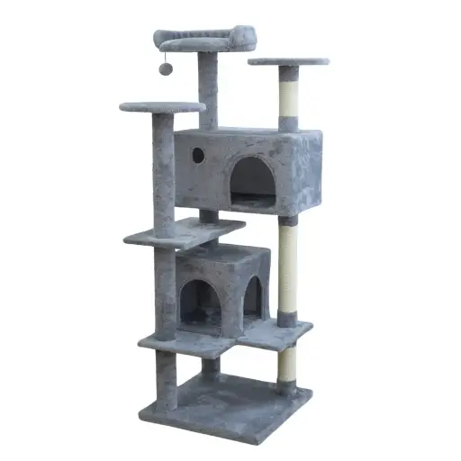 [HY241143] Catry Multi-Level Cat Tower with Scratcher - Mid-Height Play & Lounge (48x48x137cm)