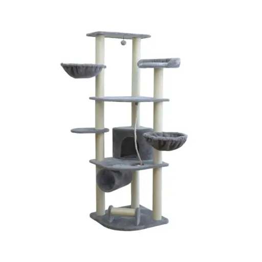 [HY241144] Catry Grand Cat Tower with Scratcher - Multi-Level Play & Relax (55x55x171cm)