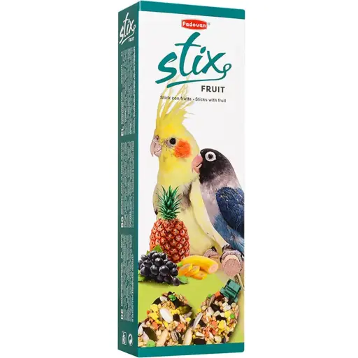  Padovan Stix Fruit - Delicious & Nutritious Treat Sticks for Parakeets, Cockatiels & Lovebirds (100g)