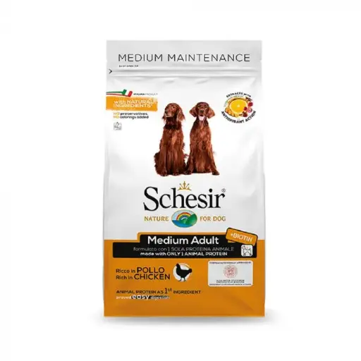 Schesir Medium Adult Maintenance Dry Dog Food with Chicken (3kg) - Natural & Complete
