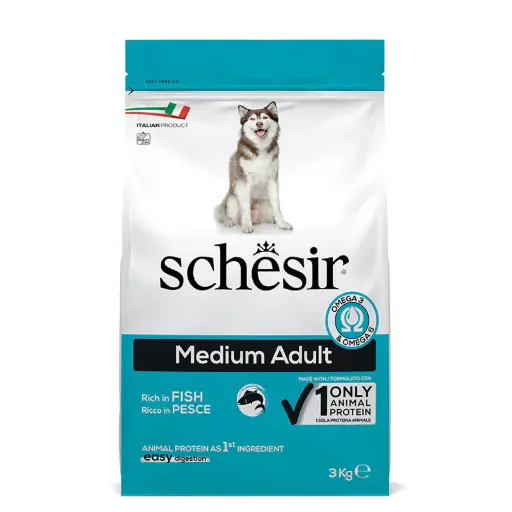 Schesir Medium Adult Dry Dog Food with Fish - Natural & Complete (3kg)
