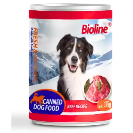 Bioline Canned Dog Food 375g -Min Order 24 pcs (24 Cans / Box)Fragrance/Flavour: Beef