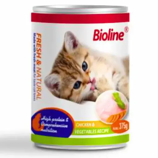 Bioline Canned Cat Food 375g  -Min Order 24 pcs (24 Cans / Box)Fragrance/Flavour: Chicken & Vegetables