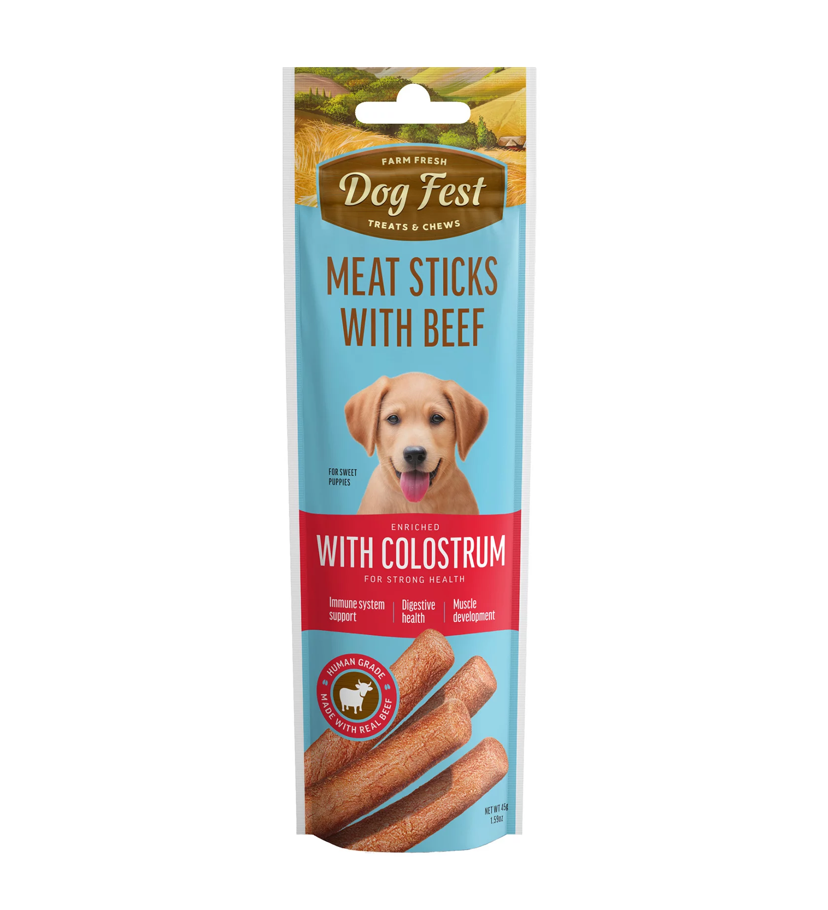 Dog Fest Beef Stick with Colostrum Immune Support Dog Treats - 45g