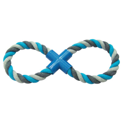 [LR4705042] Duvo+ Tug Toy Knotted Cotton 8- Pull Ring 33cm Grey/Blue