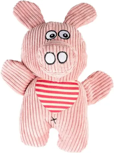 [L13439] Duvo+ Plush Pig Corduroy 24x13x9cm White/Pink