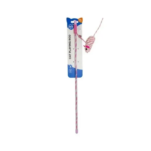 [LR12065] Duvo+ Playing Rod Catchy Paper Mouse Pink - 47X15X4cm - Box Qty -16 Pcs