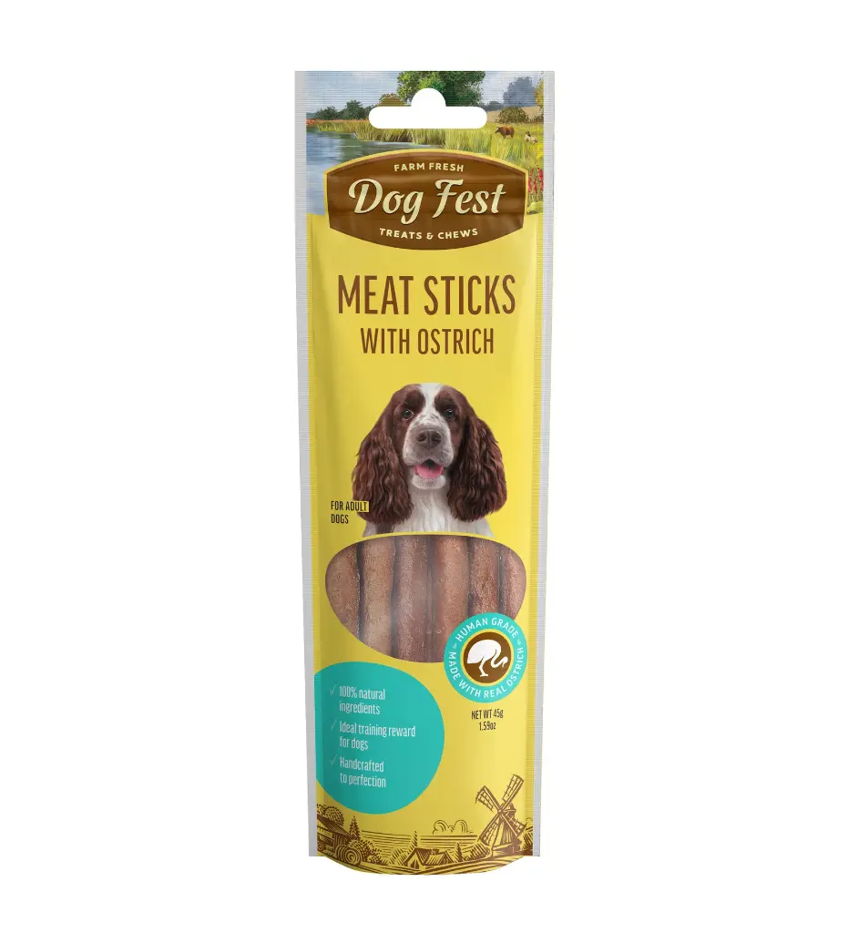 Dog Fest Meat Sticks With Ostrich For Adult DogsWeight: 45g