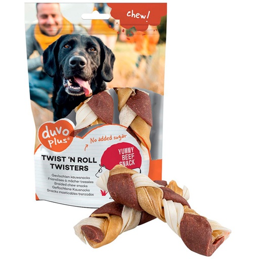 [LR12668] Duvo Twist'N Roll Twisters Beef 25cm - S - 3Pcs / 12.5cm-L-2Pcs[Count - 2, Length - 12.5cm]