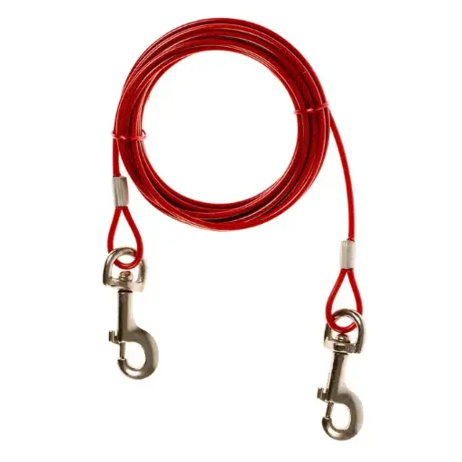 [LR1717075] Duvo Dog Tie out Cable Lightweight Red 4.5mLength: 4.5m