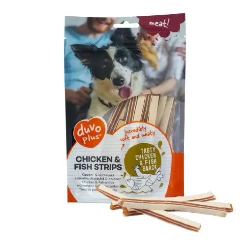 [LR11950] Duvo Dog Snack 80gOptions: Strips, Fragrance/Flavour: Chicken & Fish