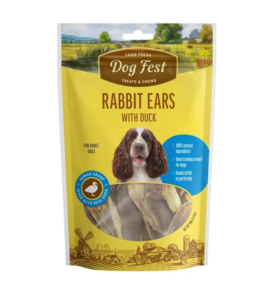 Dog Fest Rabbit Ears With Duck For Adult Dogs - 90g (3.17oz)Weight: 90g