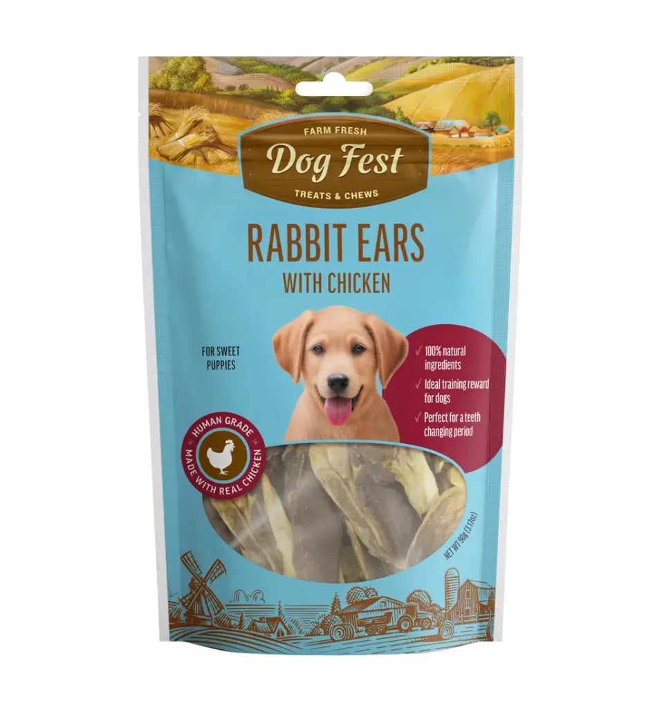 Dog Fest Rabbit Ears With Chicken For Puppies - 90g (3.17oz)Weight: 90g