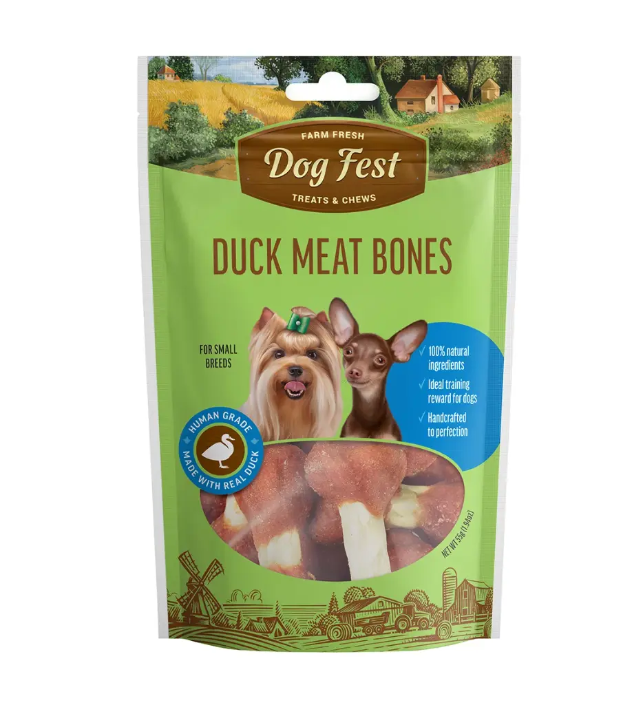 Dog Fest Duck Meat Bones For Mini-Dogs - 55g (1.94oz)Weight: 55g