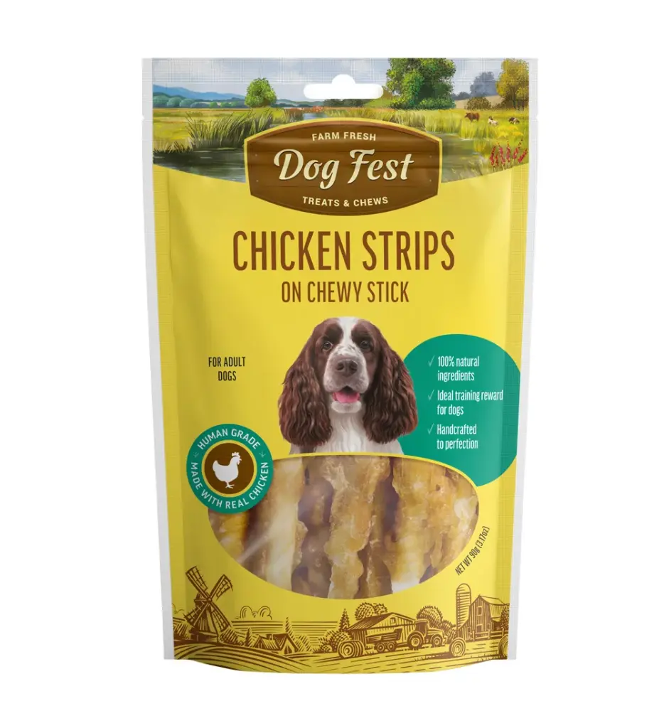 Dog Fest Chicken Strips on Chewy Stick Adult Dog Treats - 90g