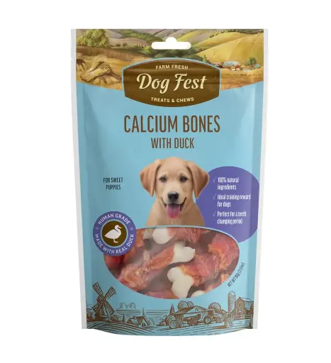 Dog Fest Calcium Bones With Duck For Puppies - 90g (3.17oz)Weight: 90g