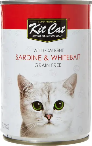 [4135] Kit Cat Wild Caught Sardine & Whitebait Grain-Free Wet Cat Food – 400g Can