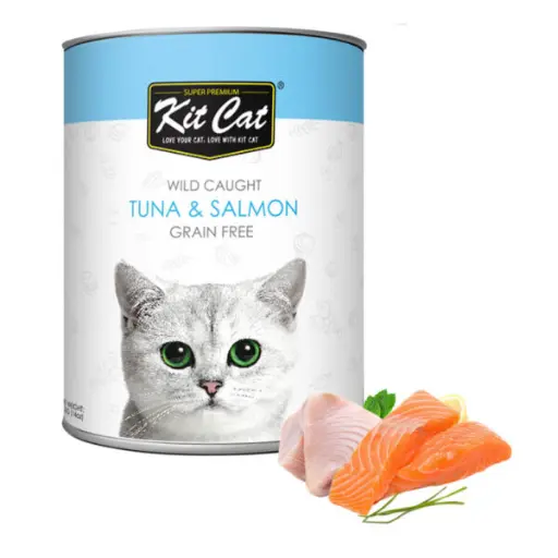 [4136] Kit Cat Wild Caught Grain-Free Wet Cat Food Tuna & Salmon Wet Cat Food Can 400g